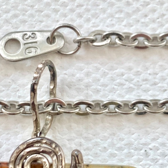 Natural Stone or Fossilized Plant Life Pendant w/ Stainless Steel Detail & Chain - Picture 5 of 9